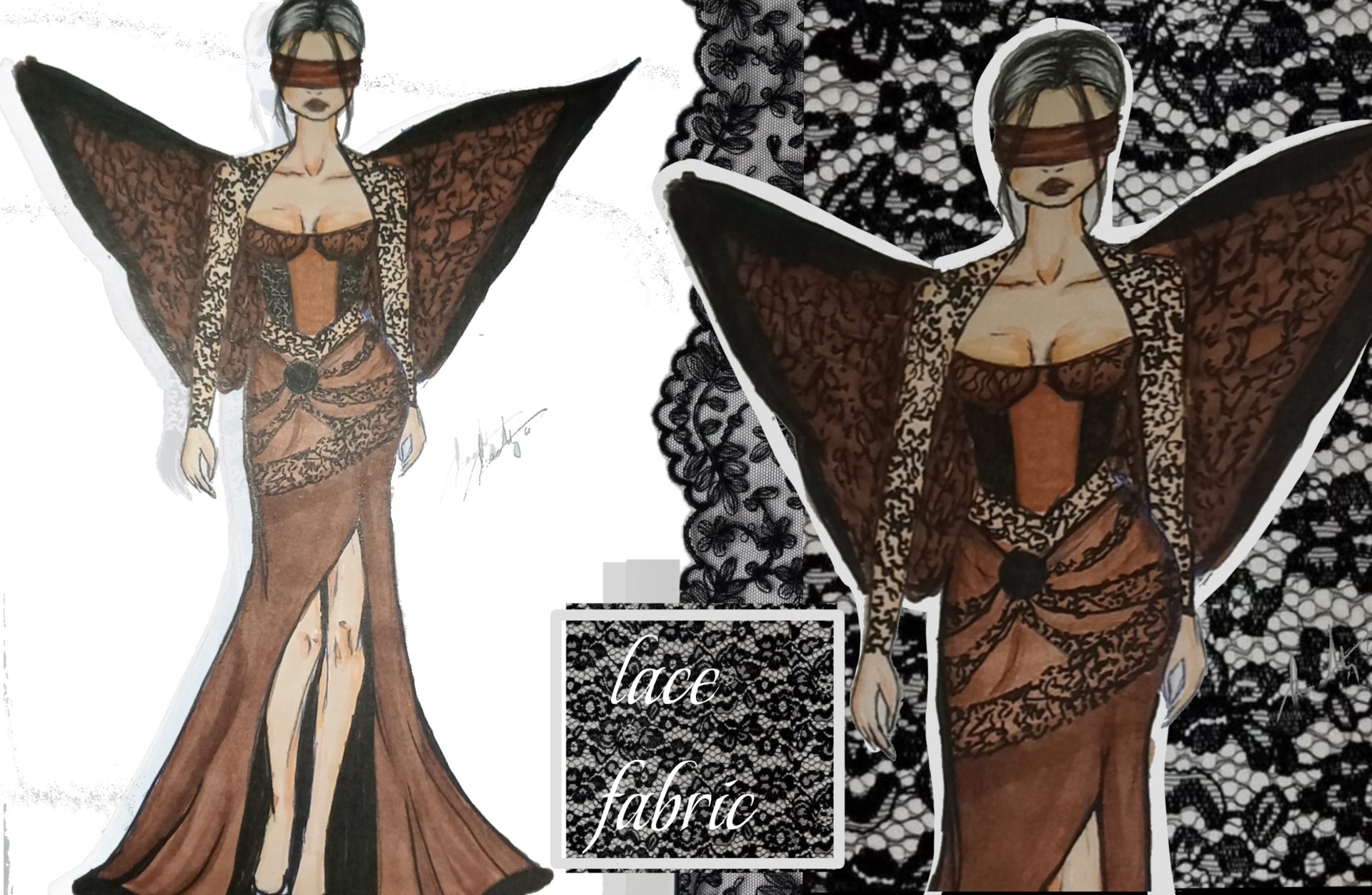 Lace , snake & forbidden femininity fashion illustration