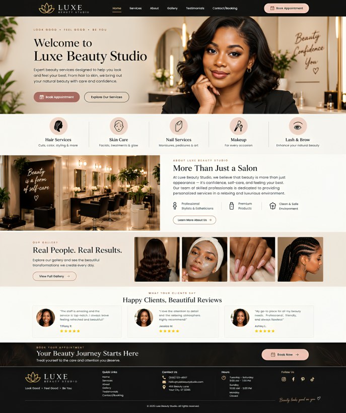 Luxe Beauty Studio Website Design